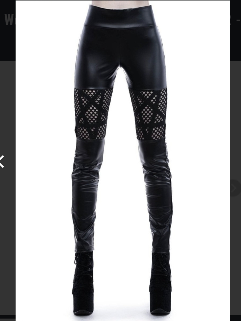 Killstar Witchnet Black Faux Leather Leggings With Fishnet Pentagrams Size S
